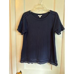 Charter Club Women's M Cotton Circle-Trim T-Shirt